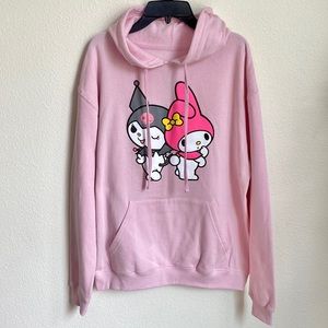 Sanrio My Melody x Kuromi Pink Graphic Pullover Hoodie